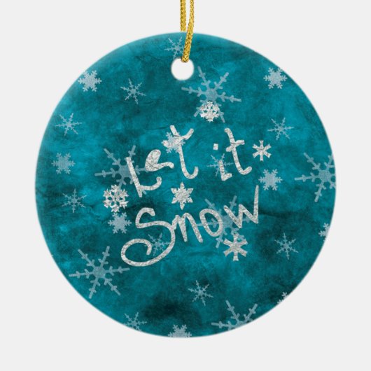 Mystical Winter Blue Silver Snowflakes laten het s Keramisch Ornament (Voorkant)