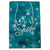 Mystical Winter Blue Silver Snowflakes laten het s Medium Cadeauzakje (Voorkant)