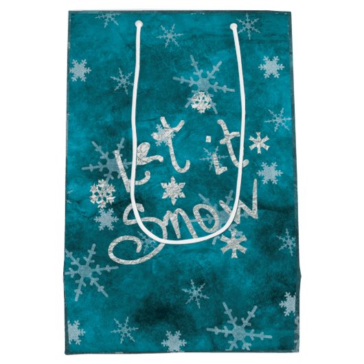 Mystical Winter Blue Silver Snowflakes laten het s Medium Cadeauzakje (Achterkant)
