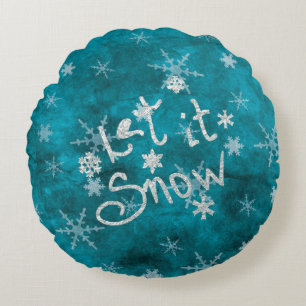 Mystical Winter Blue Silver Snowflakes laten het s Rond Kussen