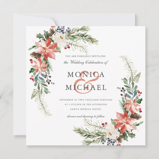 Mystical Winter | Botanisch huwelijk Kaart (Voorkant)