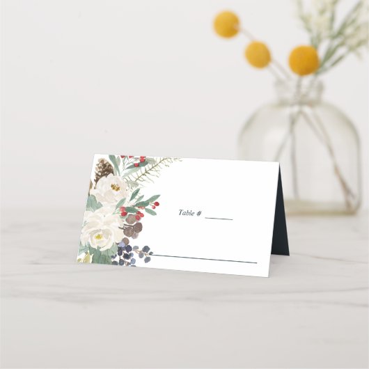 Mystical Winter | Botanische bruiloft Plaatskaartje (Voorkant)