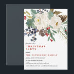 Mystical Winter | CHRISTMAS Kaart<br><div class="desc">Onze mooie uitnodiging van de Fort CHRISTMAS-partij barst uit met elegante waterverf winterbloemen en dennenkegel in de kaasschoppen blauw en grijs. In het ontwerp staat een spray van bloeiende bloemen in de rechterbovenhoek, omringd door bladeren en knoppen in zachte groenen, grijzen en blauwe plekken. Voeg uw details toe in moderne...</div>