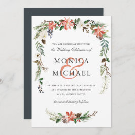 Mystical Winter | Floral Garland Wedding Kaart