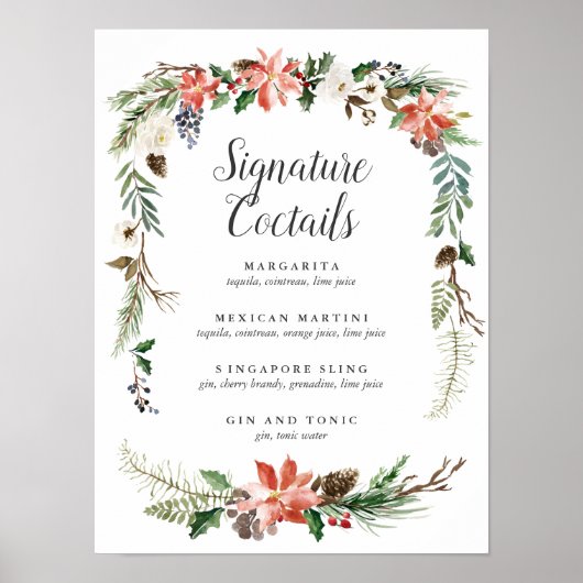 Mystical Winter | Signature Cocktail Menu Sign. Poster (Voorkant)