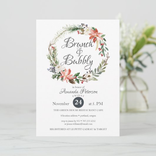 Mystical Winter | WEDING WREATH BRUNCH Bubble Kaart (Staand voorkant)