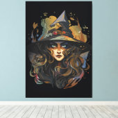Mystical Witch Candle Dark Fantasy Artwork Canvas Afdruk (Insitu (Houten vloer))