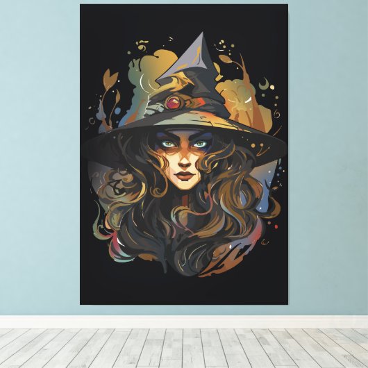 Mystical Witch Candle Dark Fantasy Artwork Canvas Afdruk (Insitu (Houten vloer))