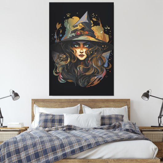 Mystical Witch Candle Dark Fantasy Artwork Canvas Afdruk (Insitu (Slaapkamer))