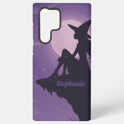 Mystical Witch Silhouette Under Moonlight Gift Samsung Galaxy Hoesje (Achterkant)