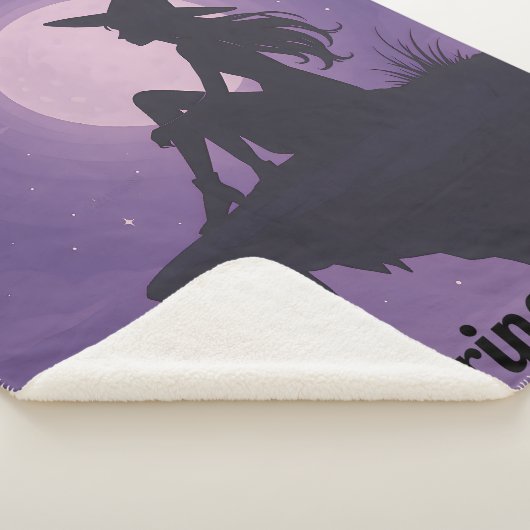 Mystical Witch Silhouette Under Moonlight Gift Sherpa Deken (3/4)