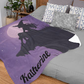 Mystical Witch Silhouette Under Moonlight Gift Sherpa Deken