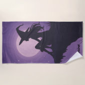 Mystical Witch Silhouette Under Moonlight Gift Strandlaken (Voorkant)