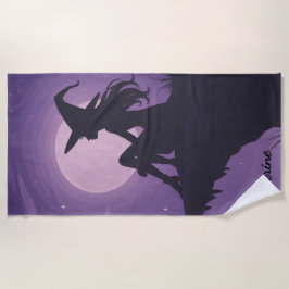 Mystical Witch Silhouette Under Moonlight Gift Strandlaken