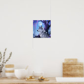 Mystical Wolf and Wisteria Moon Fantasy Art Print (Keuken)