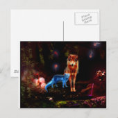 Mystical Wolf en Fox Briefkaart (Voorkant / Achterkant)