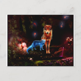 Mystical Wolf en Fox Briefkaart