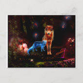 Mystical Wolf en Fox Briefkaart (Voorkant)