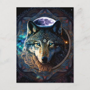 Mystical Wolf Moon Mandala Briefkaart