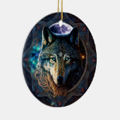 Mystical Wolf Moon Mandala Keramisch Ornament (Rechts)