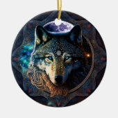 Mystical Wolf Moon Mandala Keramisch Ornament (Voorkant)