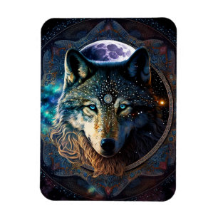 Mystical Wolf Moon Mandala Magneet
