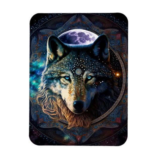 Mystical Wolf Moon Mandala Magneet (Verticaal)