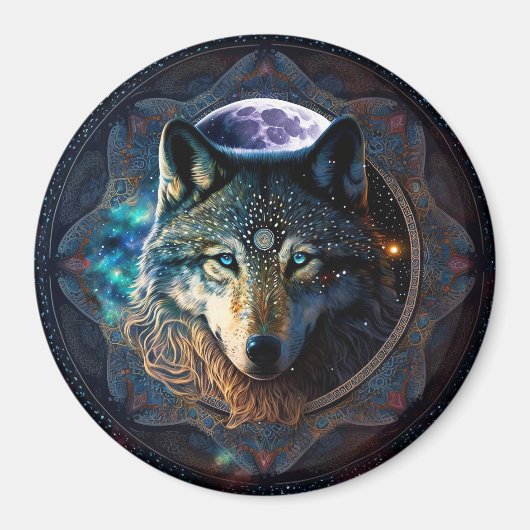 Mystical Wolf Moon Mandala Magneet (Voorkant)