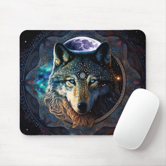 Mystical Wolf Moon Mandala Muismat (Met muis)