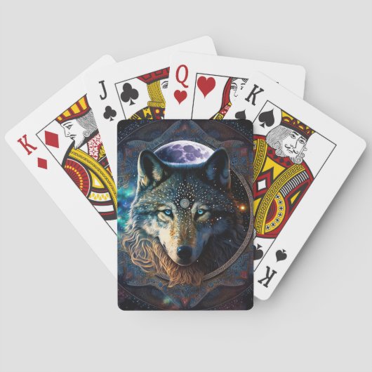 Mystical Wolf Moon Mandala Pokerkaarten (Achterkant)