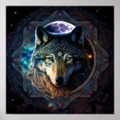 Mystical Wolf Moon Mandala Poster (Voorkant)
