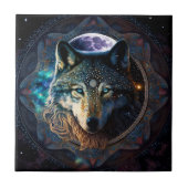 Mystical Wolf Moon Mandala Tegeltje (Voorkant)