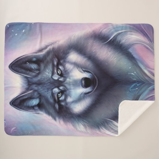 Mystical Wolf Sherpa Blanket Deken (Voorkant (horizontaal))