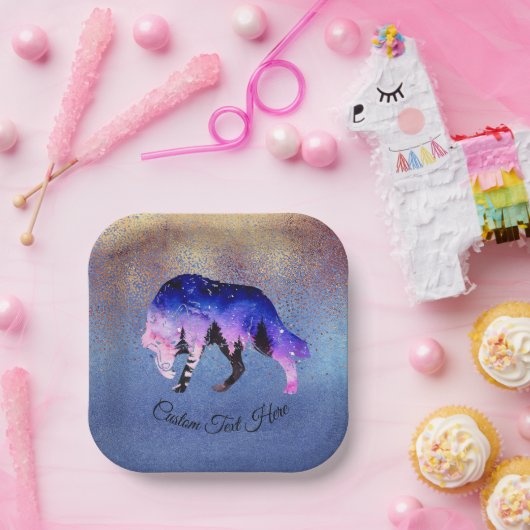 Mystical Wolf Spirit Animal Gepersonaliseerd Papieren Bordje (Feest)