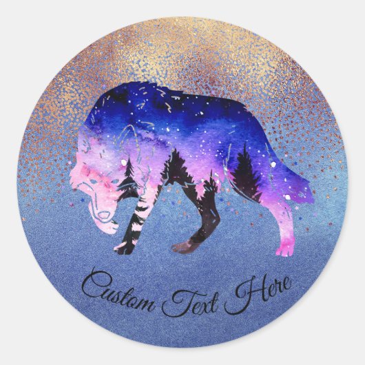Mystical Wolf Spirit Animal Gepersonaliseerd Ronde Sticker (Voorkant)