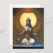 Mystical Woman Meditating Blue Gold Fantasy Art Briefkaart (Voorkant / Achterkant)