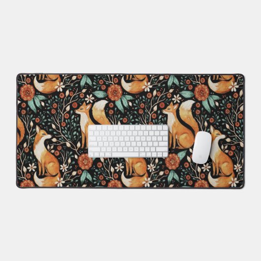 Mystical Woodland Fox with Moons and Moths Bureaumat (Keyboard & Muis)