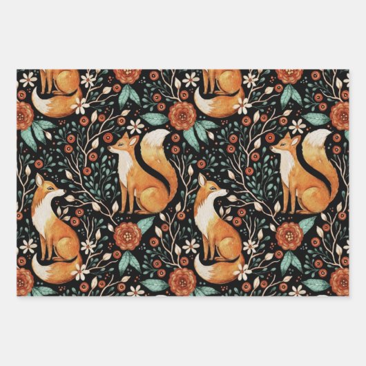 Mystical Woodland Fox with Moons and Moths Inpakpapier Vel (Voorkant 3)