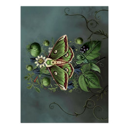 Mystical Woodland Moth Perfect Poster