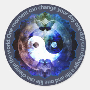 Mystical Yin Yang, Spiritueel Inspirerend citaat Ronde Sticker
