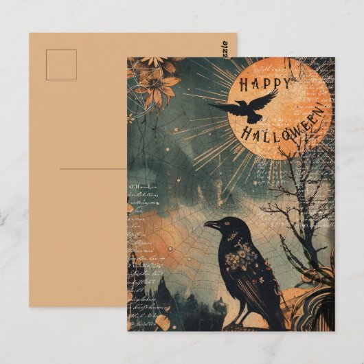  mysticus Raven Moon Happy Halloween Briefkaart (Voorkant / Achterkant)