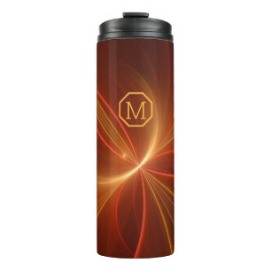 Mystiek Abstract Fractal Warme Kleuren Monogram Thermosbeker