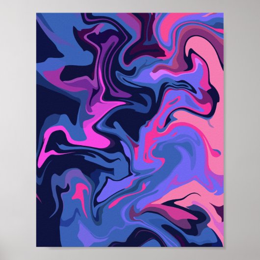 Mystiek Abstract in de kleuren blauw en roze Poster (Voorkant)