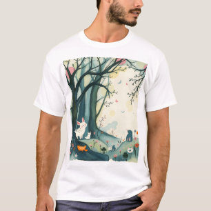 Mystiek Abstract Waterverf bos T-shirt