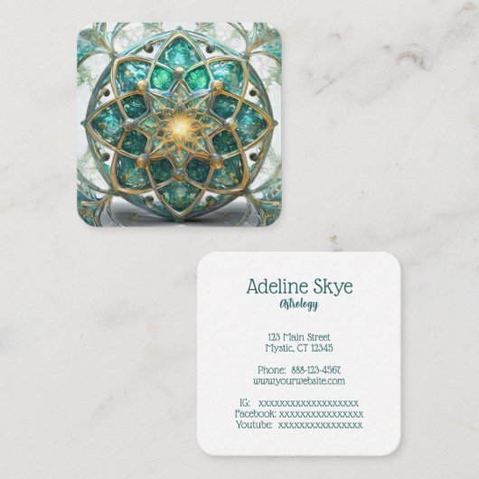 Mystiek afbeelding vierkante visitekaartje (Voorkant / Achterkant)