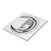 Mystiek Antiek  Zwart Wit Maangezicht Tegeltje (Zijkant)