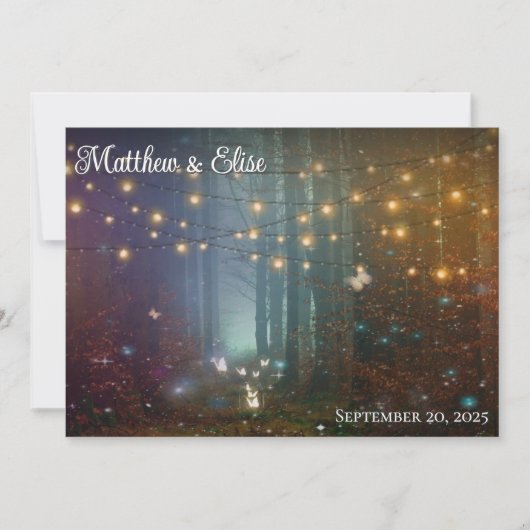 Mystiek betoverd bos bruiloft uitnodiging (Voorkant)