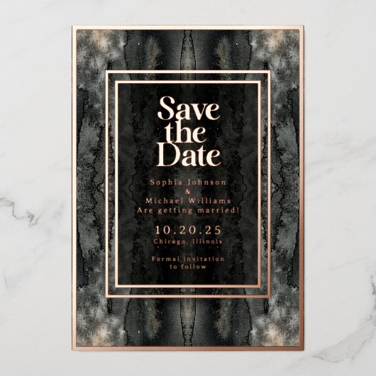 Mystiek Bewaar de datum Foto Romantisch Gotisch Do Folie Feestdagenkaart (Voorkant)