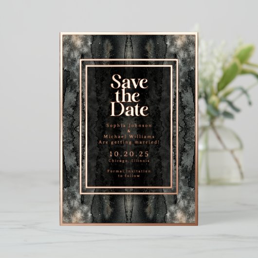 Mystiek Bewaar de datum Foto Romantisch Gotisch Do Folie Feestdagenkaart (Staand Voorkant)