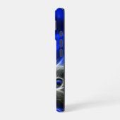 Mystiek Blauw Abstract Glowing Cat iPhone 16 Hoesje (Linkerkant)